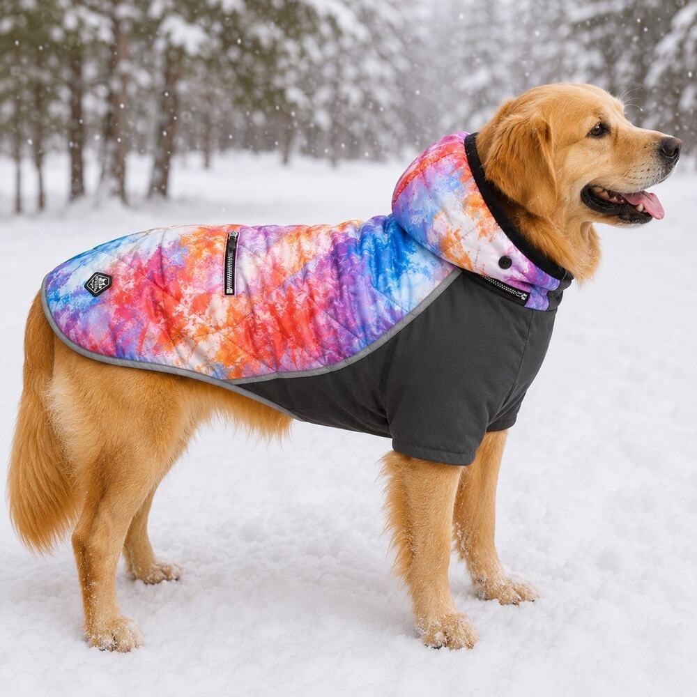Arcadia Trail XL Dog Coat Light Up Puffer Fleece Hood Insulated Reflective Camp